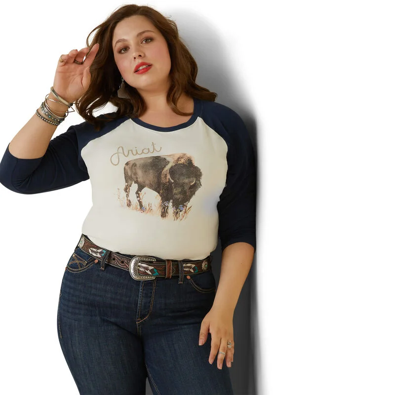 Painted Dreams T-Shirt in Navy-- Denim Fabric Leather Fabric Suede Fabric