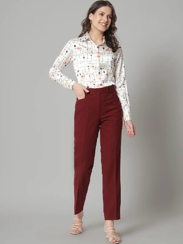 Printed Collared Shirt- White-- Hooded Caped Shawl Collar