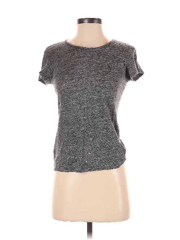 Short Sleeve T Shirt-- Denim Fabric Leather Fabric Suede Fabric