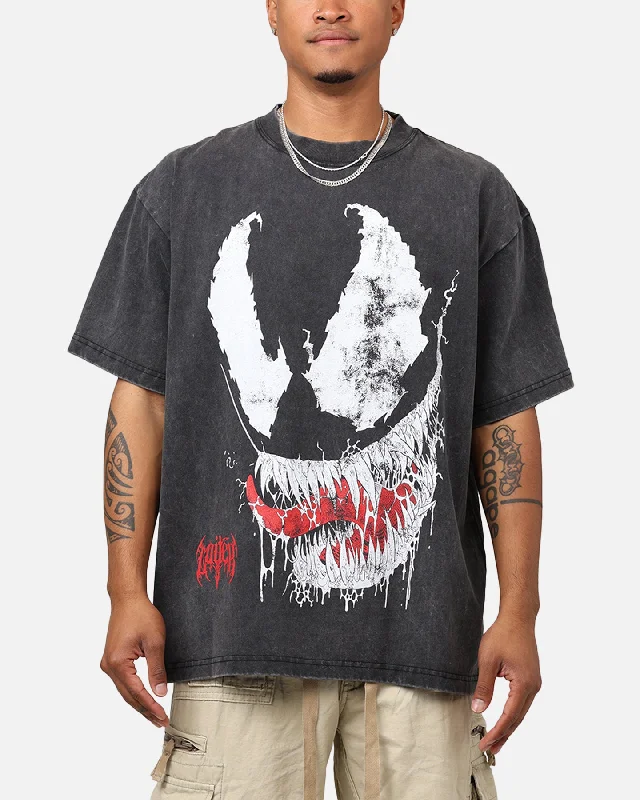 Marvel Spider-Man Venom T-Shirt Black Acidwash-- Rayon Velvet Corduroy