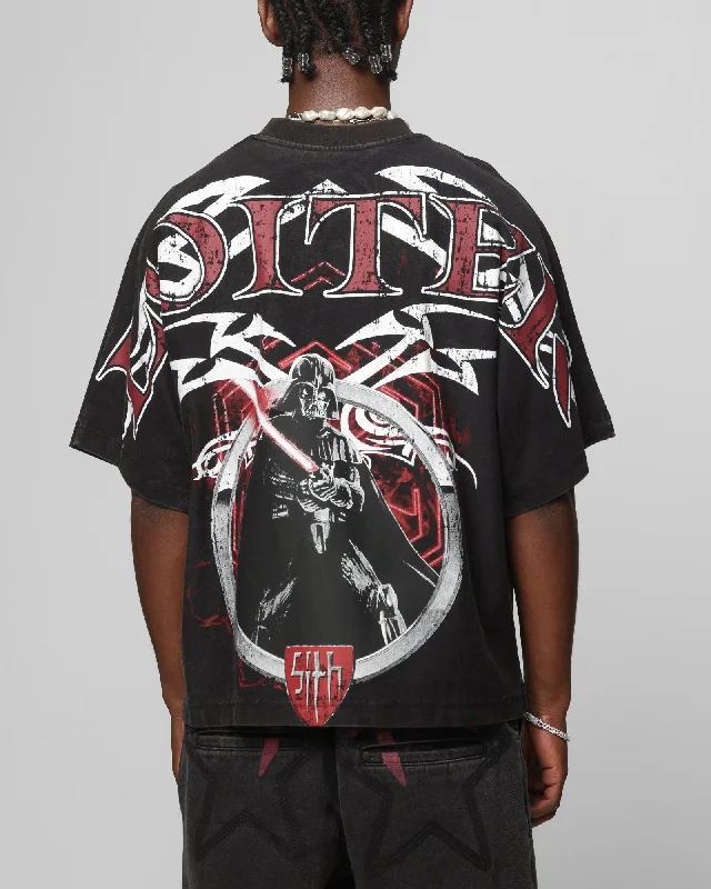Loiter Star Wars Vader Boxy T-Shirt Washed Black-- Graphic Embroidered Appliqued