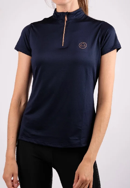 Junior Everly Shirt Rosegold - Navy-- Rayon Velvet Corduroy