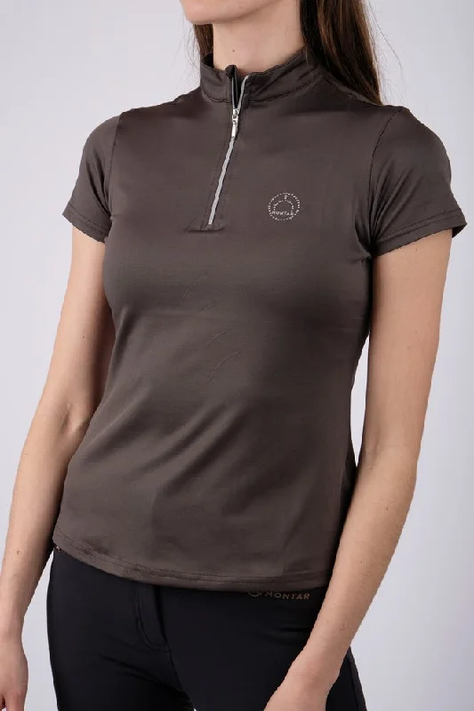 Everly Mon-Tech Shirt - Grey-- Fitted T-Shirt Seamless Stretchy