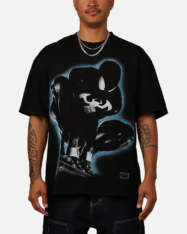 Marvel Spider-Man Symbiote T-Shirt Black-- Houndstooth Herringbone Solid
