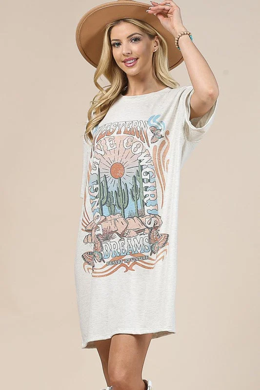 Desert Dreams T-Shirt Dress-- Elegant Classic Vintage