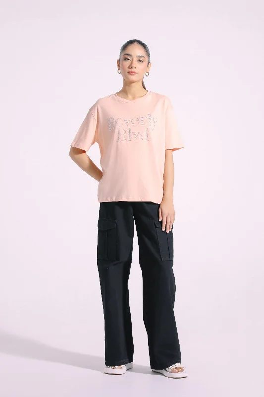 EMBELLISHED T-SHIRT (E0777/108/041)-- Chenille Blend Fleece Blend Nylon Blend