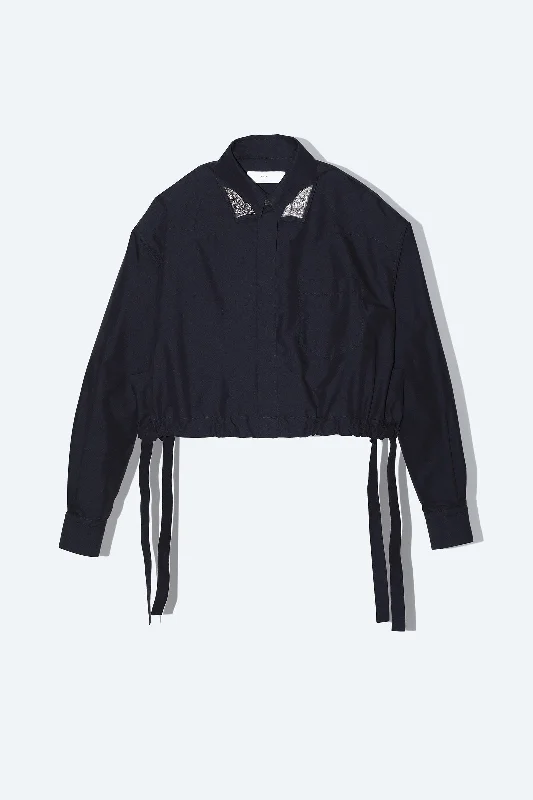 METAL COLLAR SHIRT-- Hooded Caped Shawl Collar