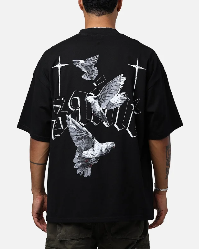 Saint Morta Freedom Mock T-Shirt Black-- Hooded Caped Shawl Collar