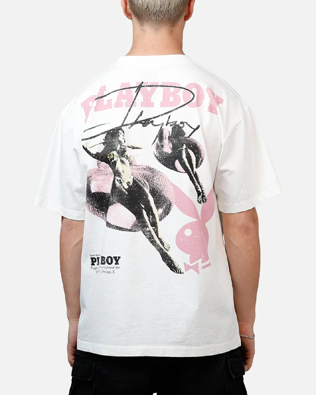 Playboy Floaty T-Shirt White-- Hooded Caped Shawl Collar