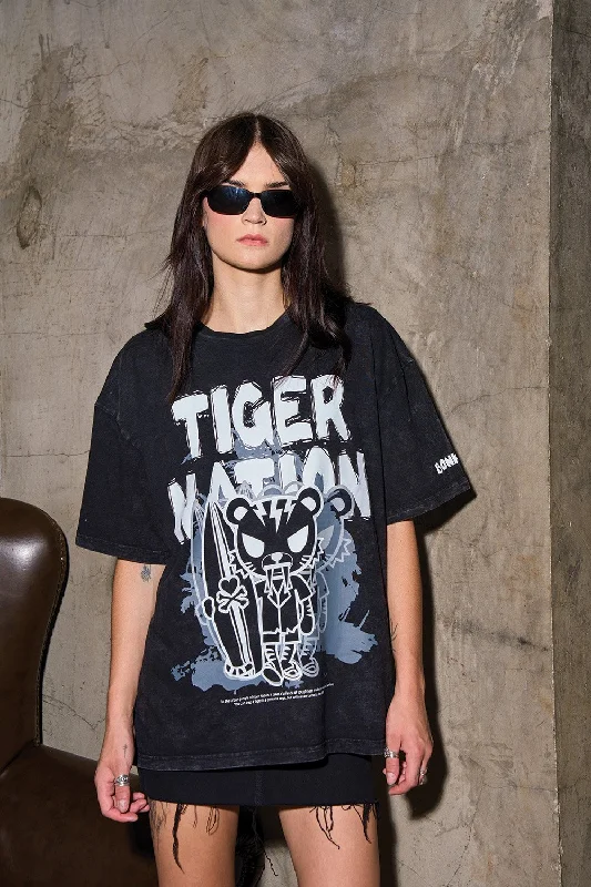 Tiger Nation Faded Oversized T-shirt-- Oversized T-Shirt Spandex breathable