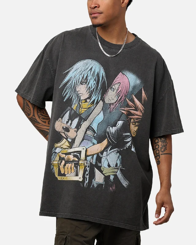 Vintage Goat Crew X Kingdom Hearts Poster T-Shirt Black Wash-- Hooded Caped Shawl Collar Vintage Goat Crew X Kingdom Hearts Poster T-Shirt Black Wash-- Hooded Caped Shawl Collar