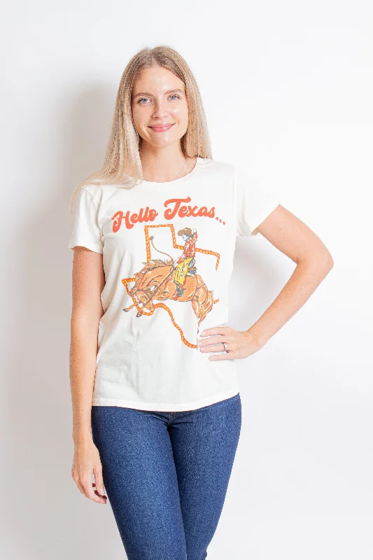 "Hello Texas" Vintage T-Shirt-- Houndstooth Herringbone Solid