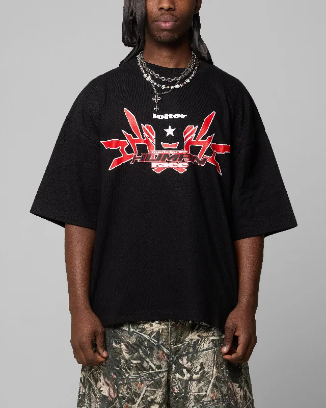 Loiter Substance T-Shirt Black-- Striped Floral Plaid
