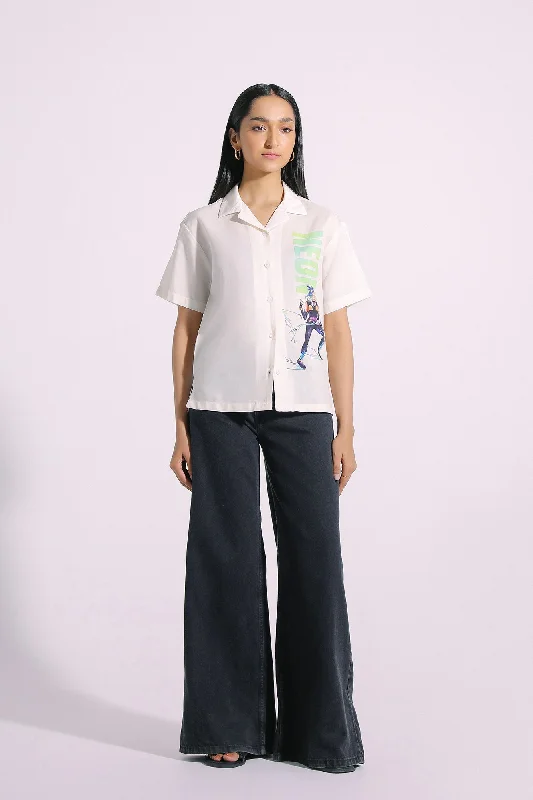 SHIRT (E0806/108/003)-- Collared T-Shirt Boat Neck A-Line