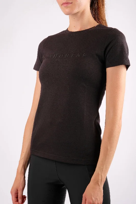 Carla Logo T-shirt - Black-- Graphic T-Shirt Round Neck Polyester
