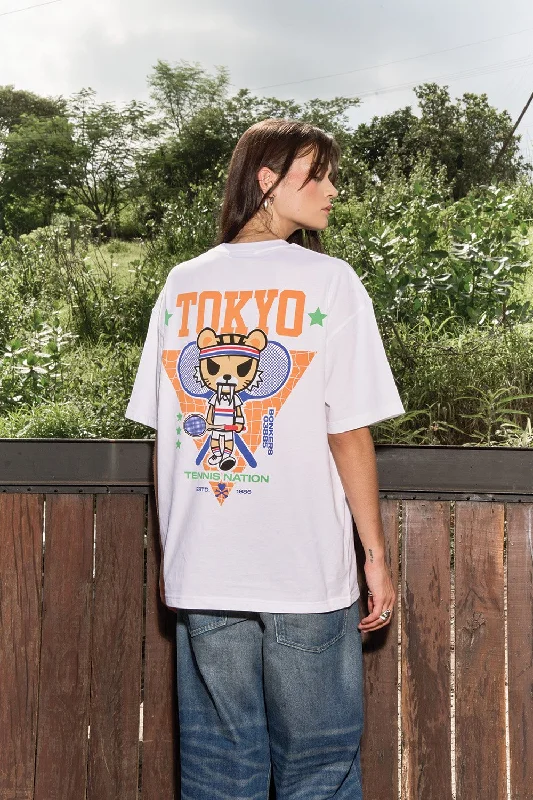 Tokyo Tiger Oversized T-shirt-- Welt Pockets Slit Pockets