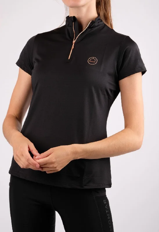 Everly Mon-Tech Rosegold Shirt - Black-- Seamless Knitted Crochet
