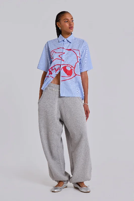Stereo Stripe Shirt-- Asymmetrical Pockets Print