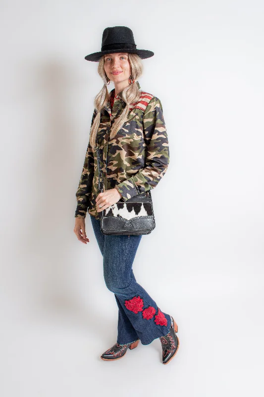 Camo Pride Rodeo Quincy Shirt-- Solid Print Embellished