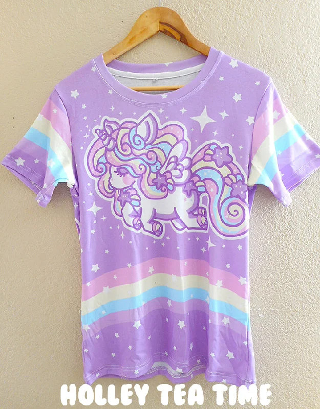 Magical Stardust Unicorn - Alicorn women's all over print t-shirt [made to order]-- Ribbed T-Shirt High Neck Heavyweight