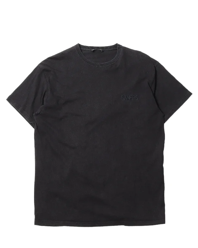 "SINNERS" Tonal Embroidered T-Shirt-- Fitted T-Shirt Seamless Stretchy