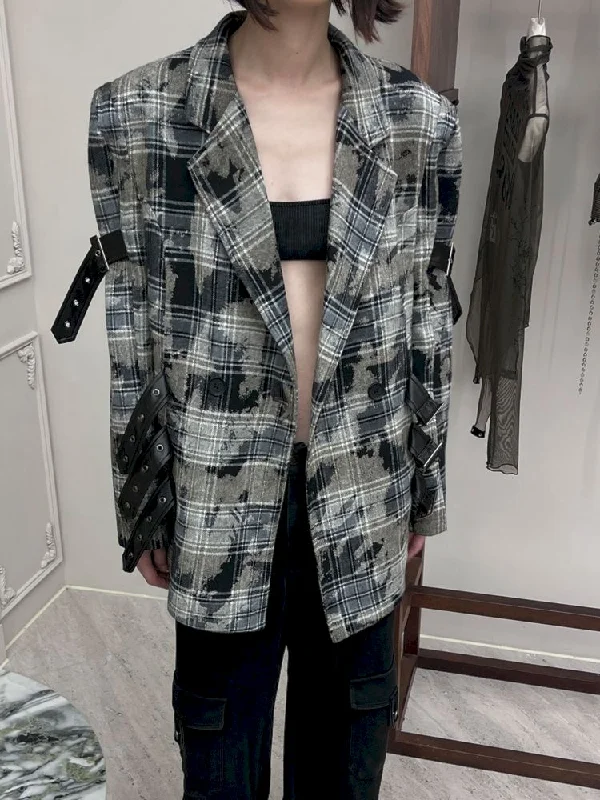 Tie-Dye Western Plaid Long Sleeve Shirt【s0000006817】-- Print Jacquard Patchwork