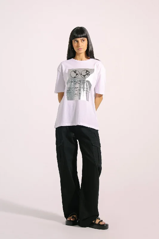 PRINTED T-SHIRT (E0781/108/003)-- Zippered Front Buttoned Front Snap Front