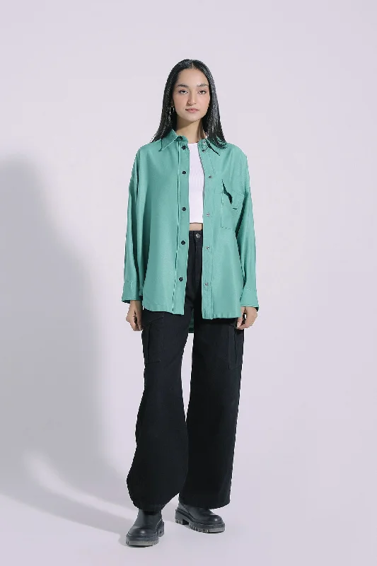 OVER SHIRT (E0694/108/708)-- Hooded Caped Shawl Collar