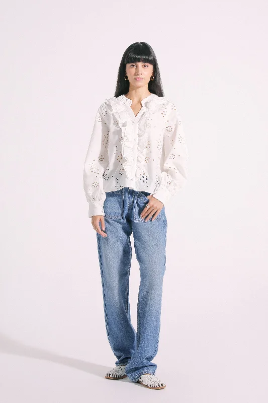EMBROIDERED SHIRT (E1071/108/002)-- Fleece Fabric Down Fabric Feather Fabric