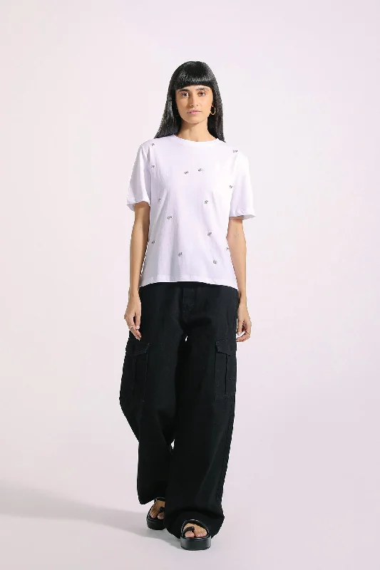 EMBELLISHED T-SHIRT (E0760/108/001)-- Print Jacquard Patchwork