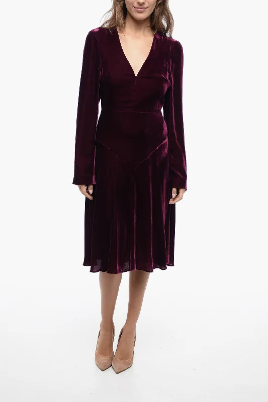 Stella McCartney Velvet Asymmetric Dress with V Neckline Tunics Bestseller popular
