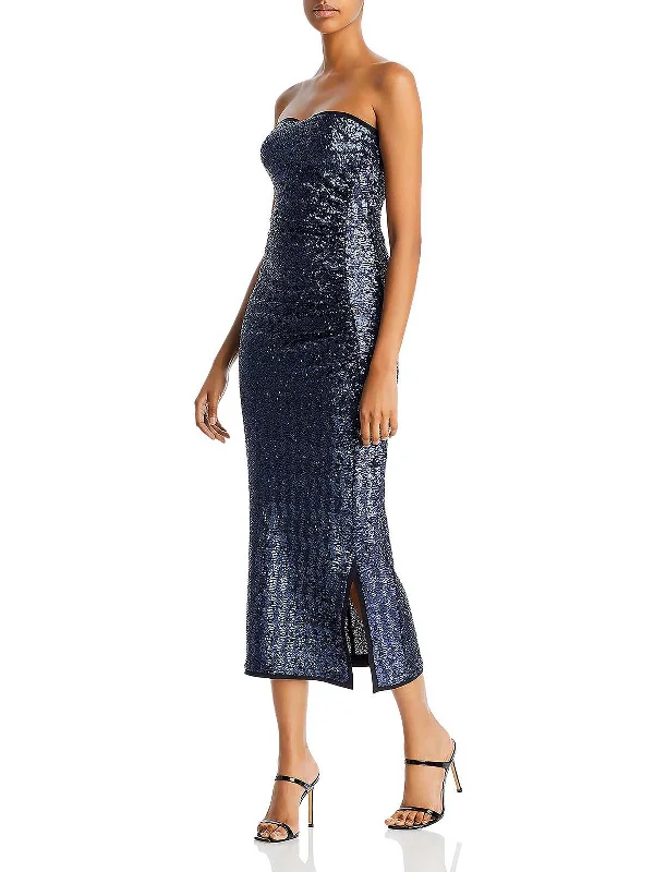 Cigliafy Womens Sequined Strapless Evening Dress Tunics Fashionable chic