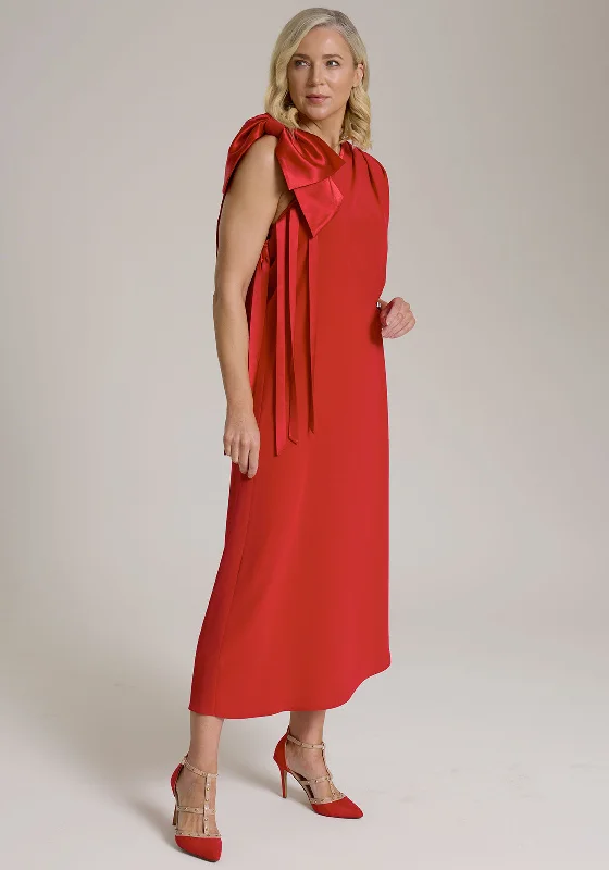 Monessa Joan Críoa Bow One Shoulder Belted Dress, Red Tunics Running lightweight