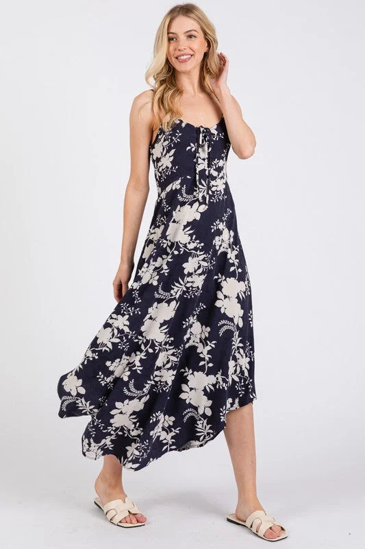 Floral Print Satin Slip Dress Tunics Ceremony elegant
