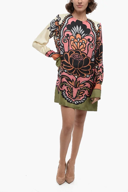 Co.go Silk A-Line Dress with Floral Pattern Tunics Lace romantic