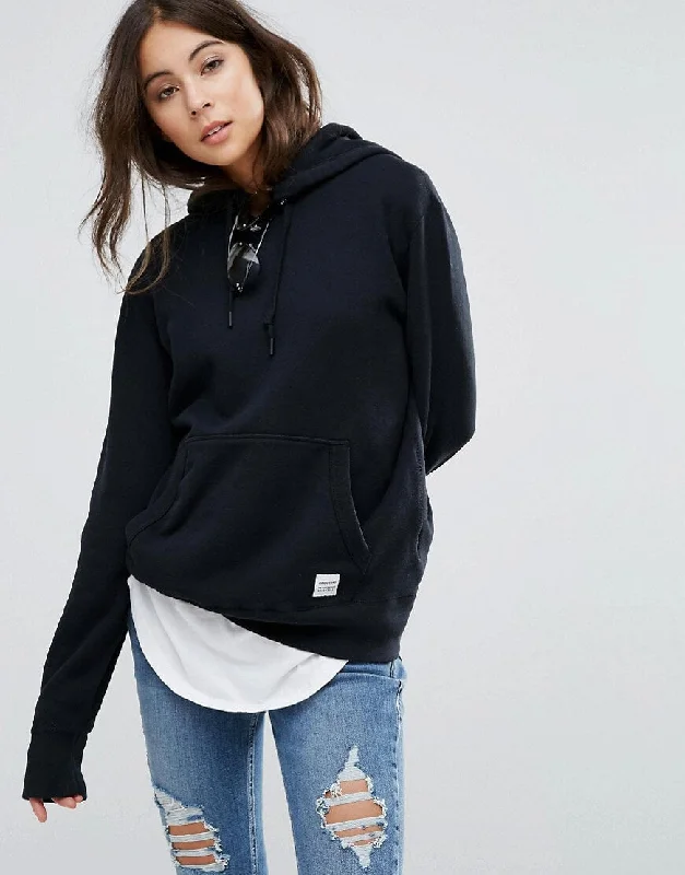 Premium Essentials Hoodie In Black Hoodie with Tied Waist Feminine Flattering