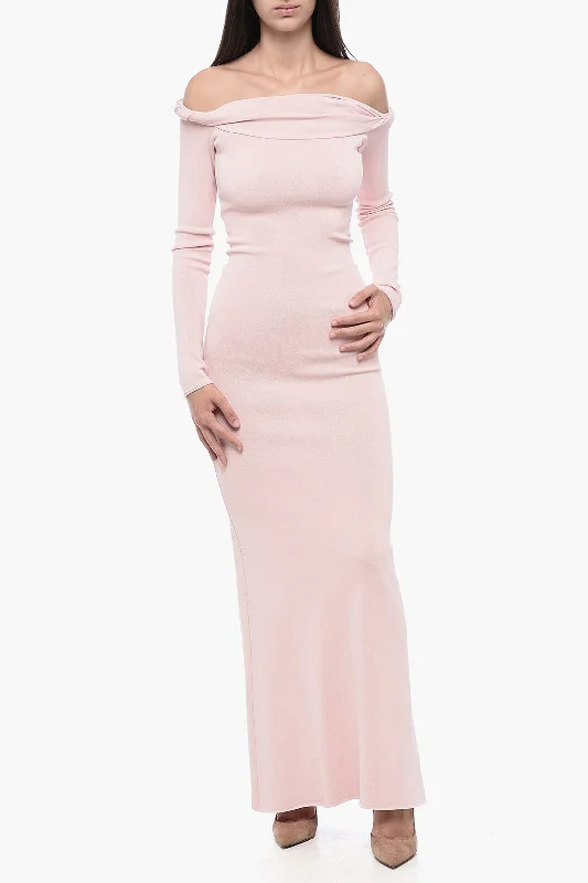 Blumarine Off-the-shoulder Flared Dress with Cut Out Detail Tunics Print Colorful