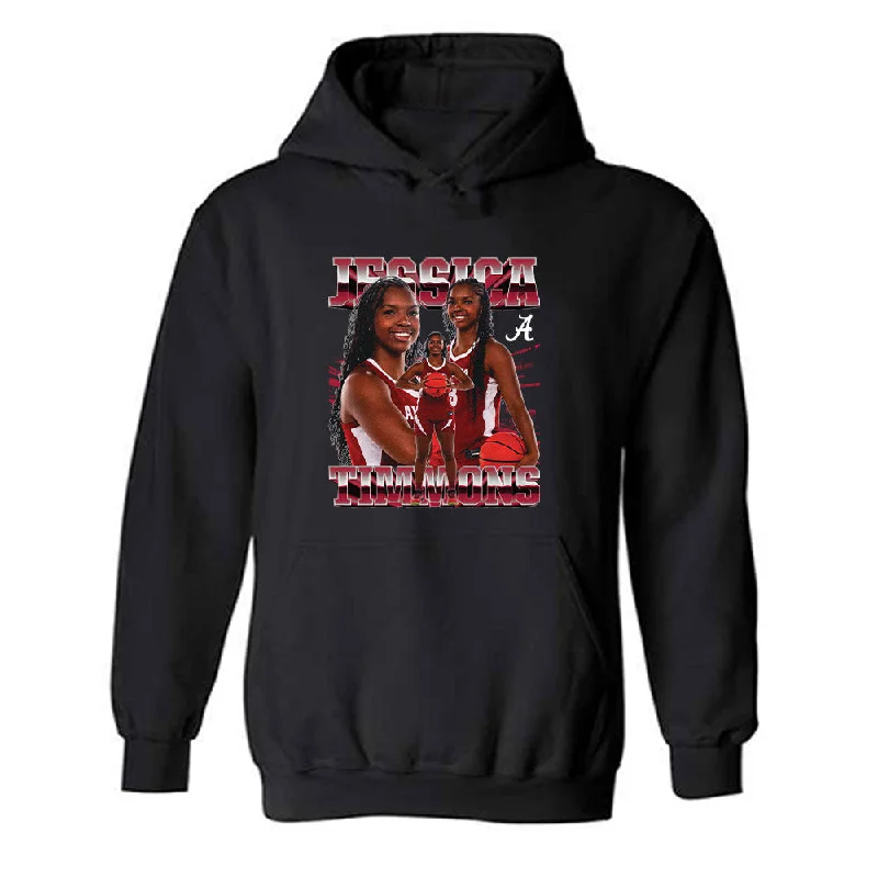 Alabama - NCAA Women's Basketball : Jessica Timmons - Player Collage Hooded Sweatshirt Hoodie with Hem Patch Decorative Personalized Alabama - NCAA Women's Basketball : Jessica Timmons - Player Collage Hooded Sweatshirt Hoodie with Hem Patch Decorative Personalized
