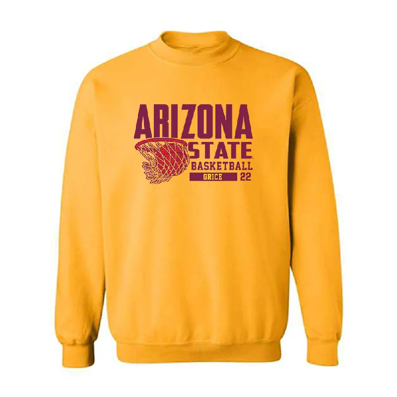 Arizona State - NCAA Women's Basketball : Timya Grice - Classic Fashion Shersey Crewneck Sweatshirt Hoodie with Metallic Shiny Futuristic Arizona State - NCAA Women's Basketball : Timya Grice - Classic Fashion Shersey Crewneck Sweatshirt Hoodie with Metallic Shiny Futuristic
