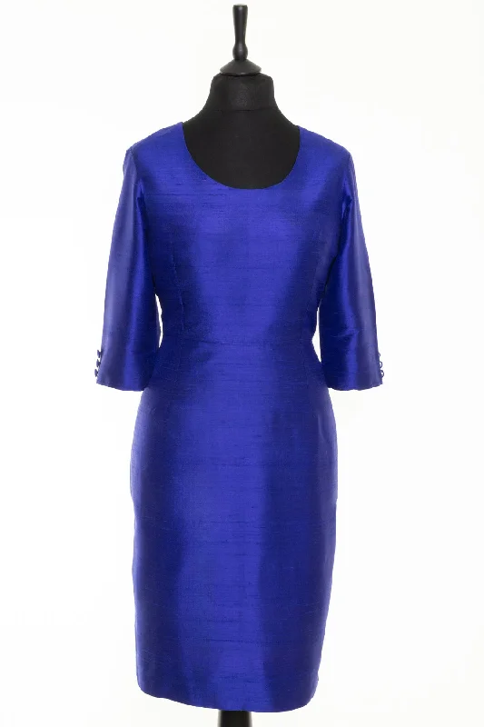 Sophia Dress In Raw Cobalt - Round Neck Tunics Fleece cozy