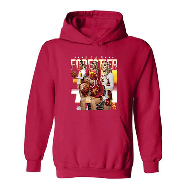 USC - NCAA Women's Basketball : Rian Forestier - Player Collage Hooded Sweatshirt Hoodie with Applique Textured Unique USC - NCAA Women's Basketball : Rian Forestier - Player Collage Hooded Sweatshirt Hoodie with Applique Textured Unique