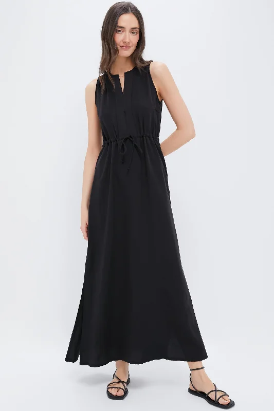 Black Tencel Grecian Keyhole Dress Tunics Long Elegant