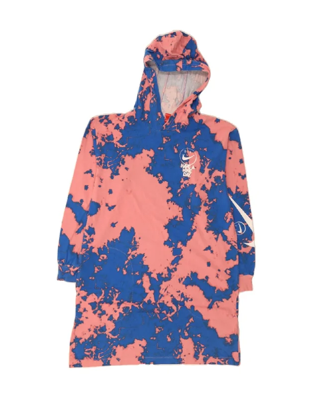 NIKE Womens Graphic Hooded Jumper Dress UK 16 Large Blue Colourblock Tunics Brand named NIKE Womens Graphic Hooded Jumper Dress UK 16 Large Blue Colourblock Tunics Brand named