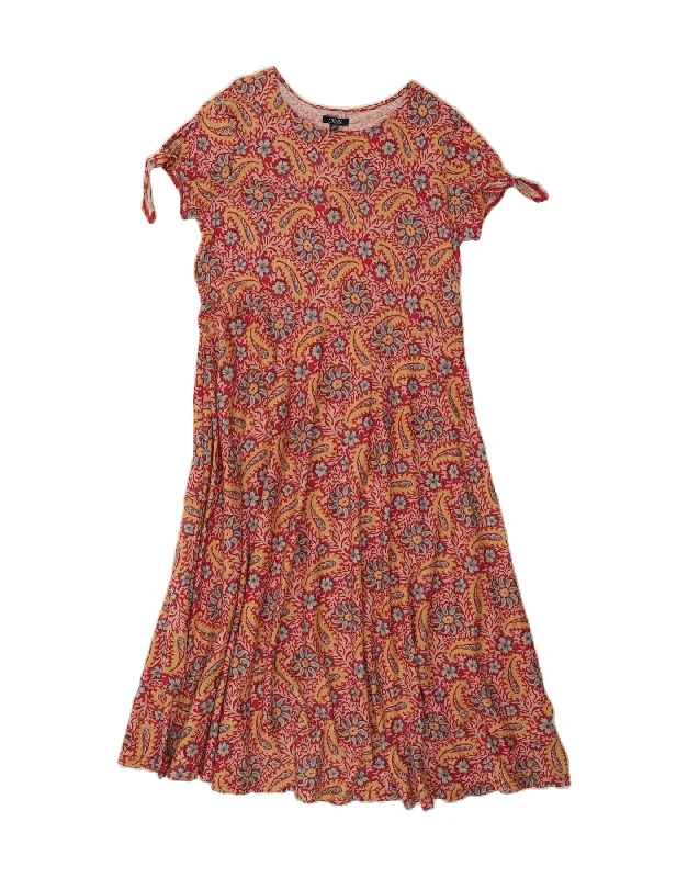 CHAPS Womens A-Line Dress UK 18 XL Red Paisley Cotton sweetheart Neckline Romantic