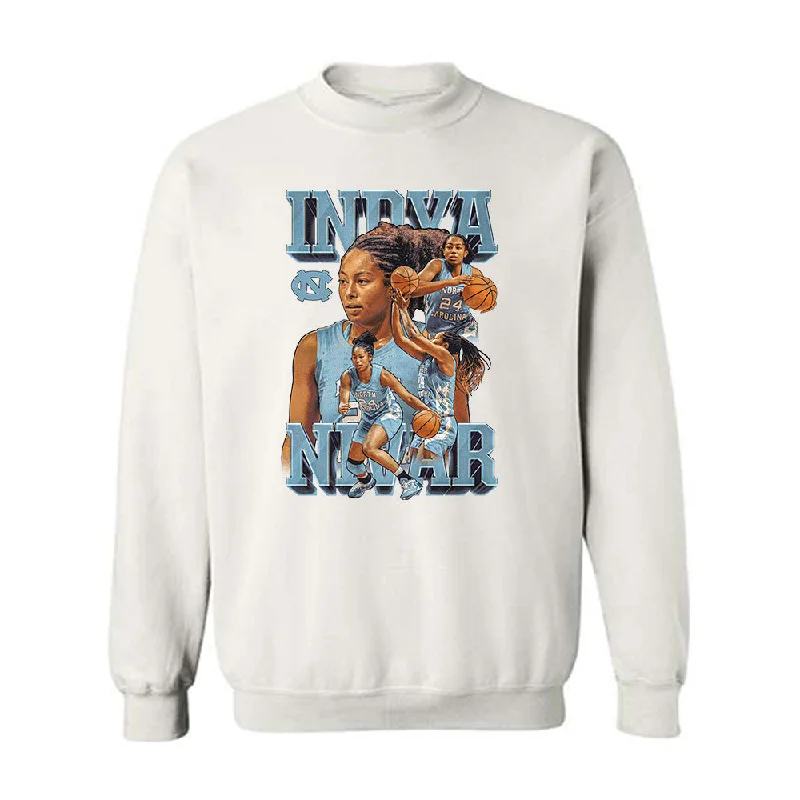 UNC - NCAA Women's Basketball : Indya Nivar - Player Collage Crewneck Sweatshirt Hoodie with Rhinestones Sparkly Elegant UNC - NCAA Women's Basketball : Indya Nivar - Player Collage Crewneck Sweatshirt Hoodie with Rhinestones Sparkly Elegant