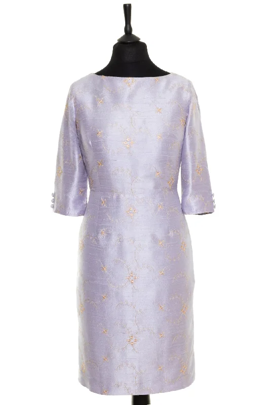 Sophia Dress in Lilac Lace - Bateau Neck sweetheart Neckline Romantic