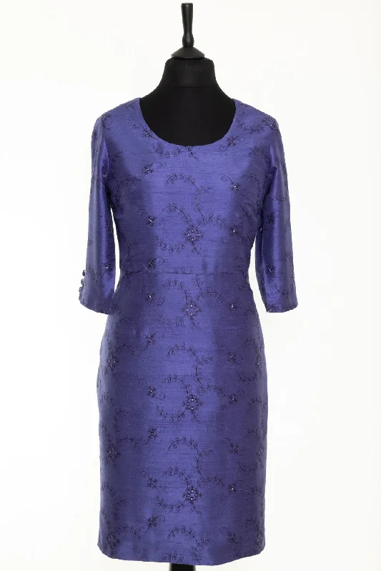 Sophia Dress in Persian Periwinkle - Round Neck Tunics Yoga stretchy
