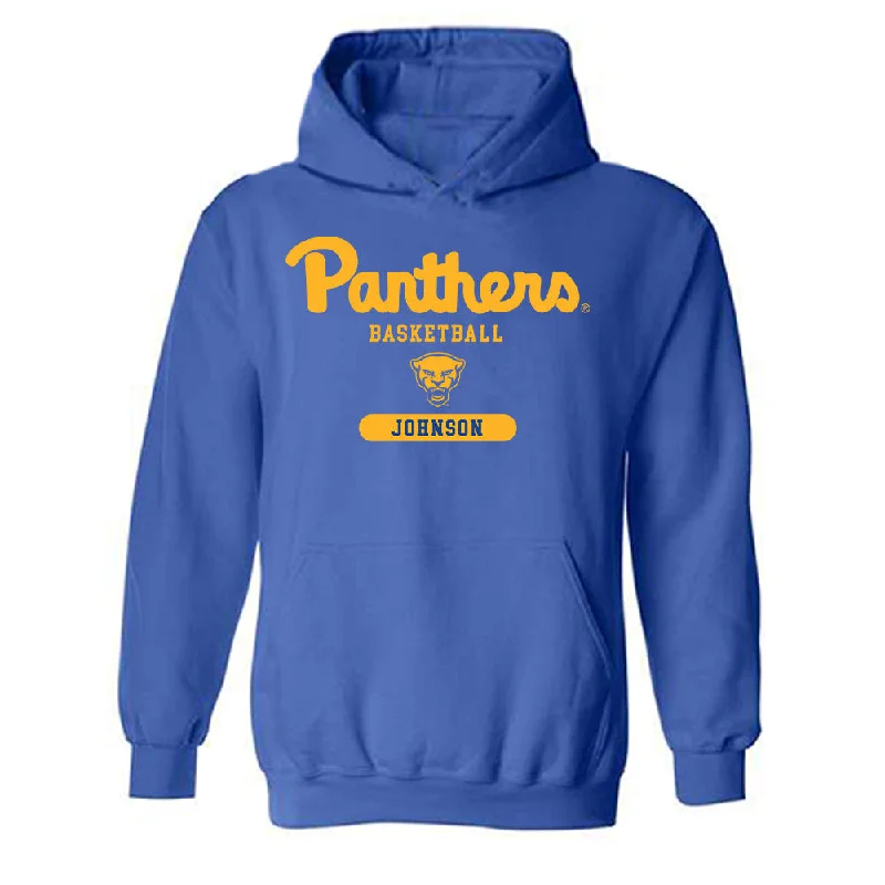 Pittsburgh - NCAA Women's Basketball : Mikayla Johnson - Classic Shersey Hooded Sweatshirt Hoodie with Hem Embroidery Detailed Premium Pittsburgh - NCAA Women's Basketball : Mikayla Johnson - Classic Shersey Hooded Sweatshirt Hoodie with Hem Embroidery Detailed Premium
