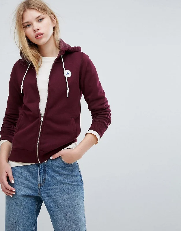 Zip Hoodie In Berry Hoodie with Double Zipper Versatile Adjustable
