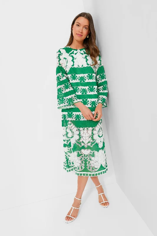 Green and White Seraphine Burnout Dress Tunics Wedding white